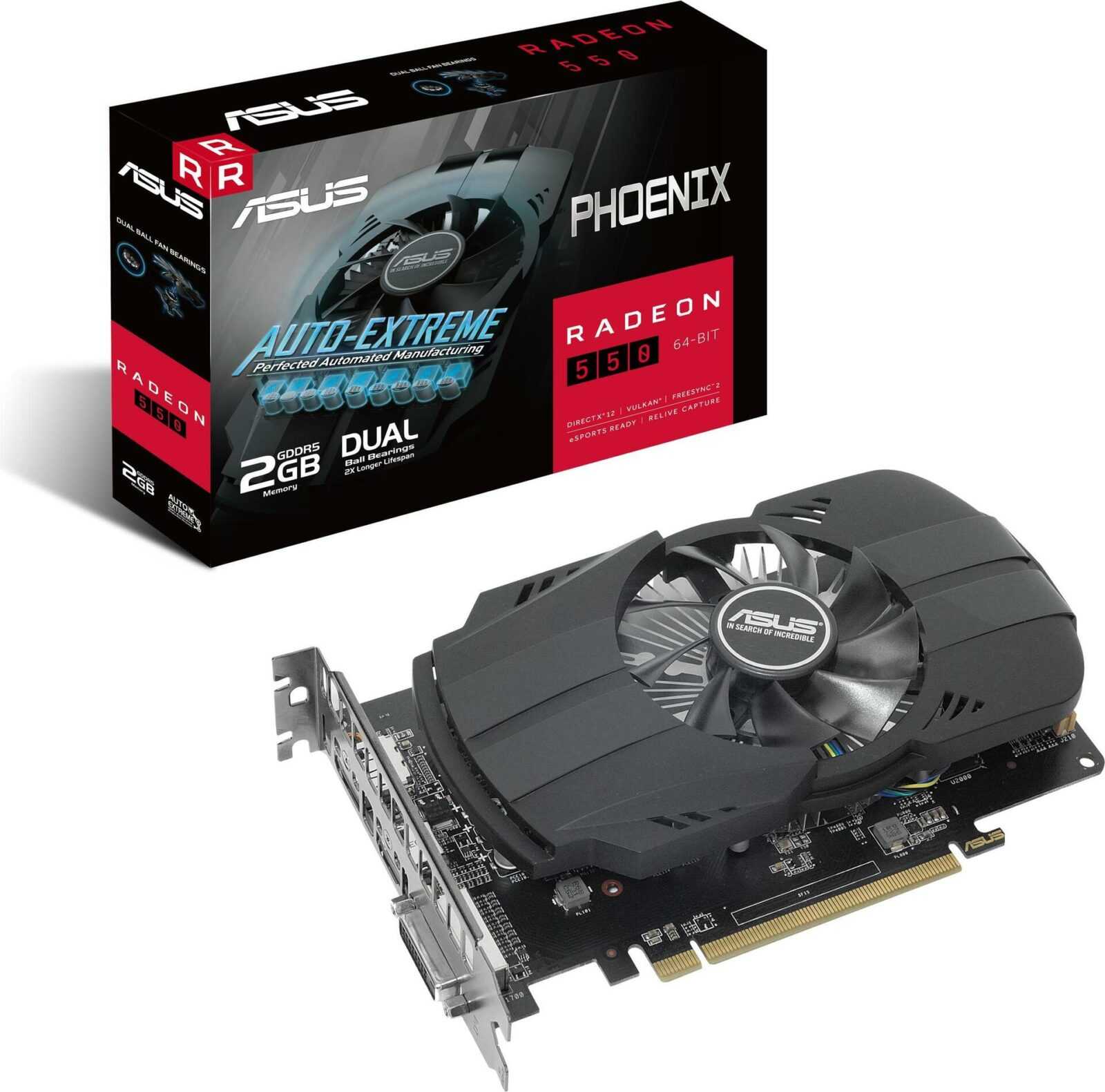 Kurzinfo: ASUS PH-550-2G - Grafikkarten - Radeon 550 - 2 GB GDDR5 - PCIe 3.0 x16 - DVI