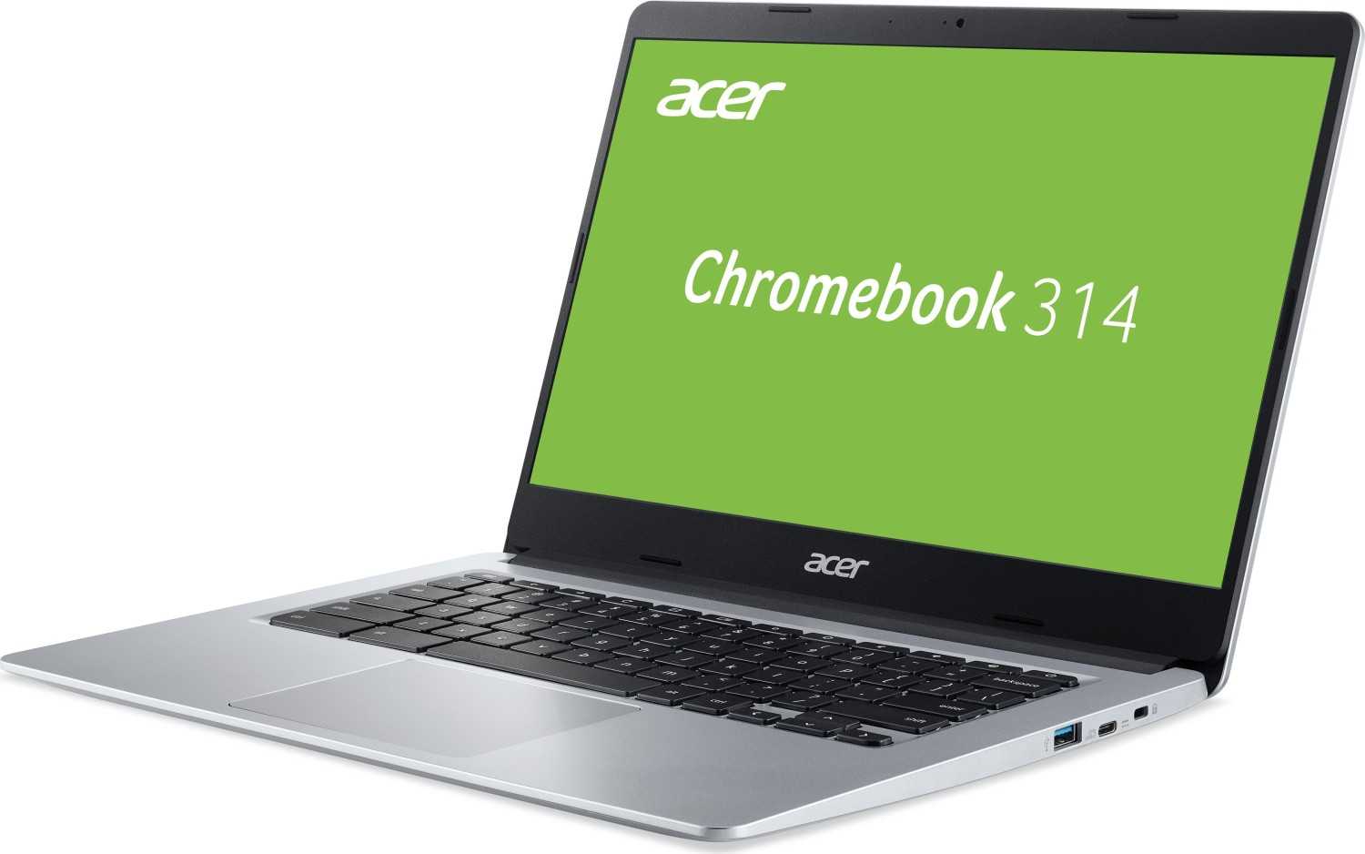 Kurzinfo: Acer Chromebook 314 CB314-1HT-C9VY - Intel Celeron N4120 / 1.1 GHz - Chrome OS - UHD Graphics 600 - 4 GB RAM - 64 GB eMMC - 35.56 cm (14) IPS Touchscreen 1920 x 1080 (Full HD) - Wi-Fi 5 - Reines Silber - kbd: Deutsch Gruppe Notebooks Hersteller Acer Hersteller Art. Nr. NX.HPZEG.004 EAN/UPC 4710180887945 Produktbeschreibung: Acer Chromebook 314 CB314-1HT-C9VY - 35.56 cm (14) - Celeron N4120 - 4 GB RAM - 64 GB eMMC - Deutsch Produkttyp Chromebook Betriebssystem Chrome OS Prozessor Intel Celeron N4120 / 1.1 GHz (2.6 GHz) / 4 MB Cache Speicher 4 GB LPDDR4 (mitgelieferter Speicher ist angelötet) Speicherkapazität 64 GB eMMC Bildschirm 35.56 cm (14) LED-Hintergrundbeleuchtung Touchscreen 1920 x 1080 / Full HD Grafik Intel UHD Graphics 600 Tastatur Deutsch Integrierte Webcam Ja Netzwerk 802.11a/b/g/n/ac Wave 2