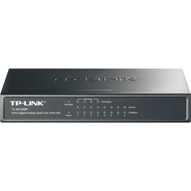 Der TP-LINK TL-SG1008P ist ein 8-Port Gigabit Desktop-Switch für eine lückenlose Netzwerkverbindung. Er unterstützt sowohl 1000 Mbps Gigabit Ethernet als auch 10/100 Mbps Fast Ethernet Netzwerke. Vier der acht Auto-Negotiation RJ-45-Schnittstellen (Port-1 bis Port-4) des Switches bieten Power over Ethernet (PoE)-Unterstützung. Der TL-SG1008P ist einfach zu Installieren und ebenso einfach in der Benutzung. Er erfordert keine weitere Konfiguration oder Installationsarbeiten.