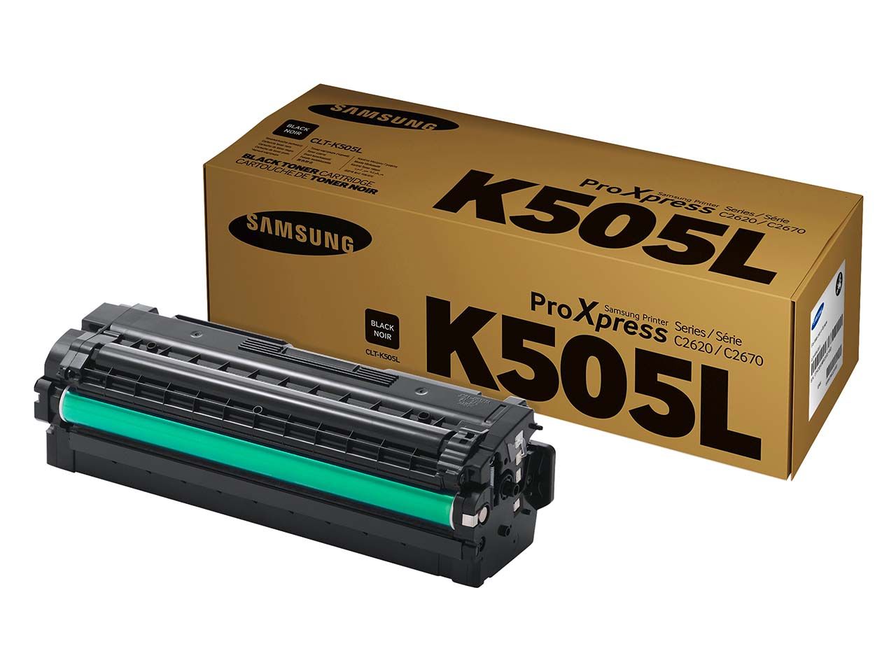 Der originale Samsung Toner "CLT K505L" erzielt ausgezeichnete Ergebnisse auf dem Samsung ProXpress. Bei 5 % Schwärzung sind bis zu 6.000 Ausdrucke möglich. Farbe schwarz.