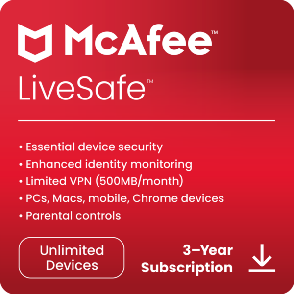 Schützen Sie für die Dauer Ihres McAfee LiveSafe-Abonnements eine unbegrenzte Zahl an persönlichen Geräten