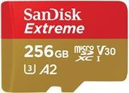 SanDisk Extreme – Flash-Speicherkarte (microSDXC-an-SD-Adapter inbegriffen) – 256 GB – A2 / Video Class V30 / UHS-I U3 / Class10 – microSDXC UHS-I