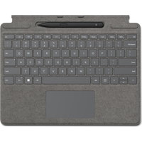 Microsoft Surface Pro Signature Keyboard – Tastatur – mit Touchpad, Beschleunigungsmesser, Surface Slim Pen 2 Ablage- und Ladeschale – QWERTZ – Deutsch – Platin – kommerziell – mit Slim Pen 2 – für Surface Pro 8, Pro X