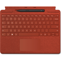 Microsoft Surface Pro Signature Keyboard – Tastatur – mit Touchpad, Beschleunigungsmesser, Surface Slim Pen 2 Ablage- und Ladeschale – QWERTZ – Deutsch – Poppy Red – mit Slim Pen 2 – für Surface Pro 8, Pro X