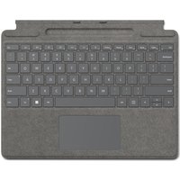 Microsoft Surface Pro Signature Keyboard – Tastatur – mit Touchpad, Beschleunigungsmesser, Surface Slim Pen 2 Ablage- und Ladeschale – AZERTY – Französisch – Platin – kommerziell – für Surface Pro 8, Pro X