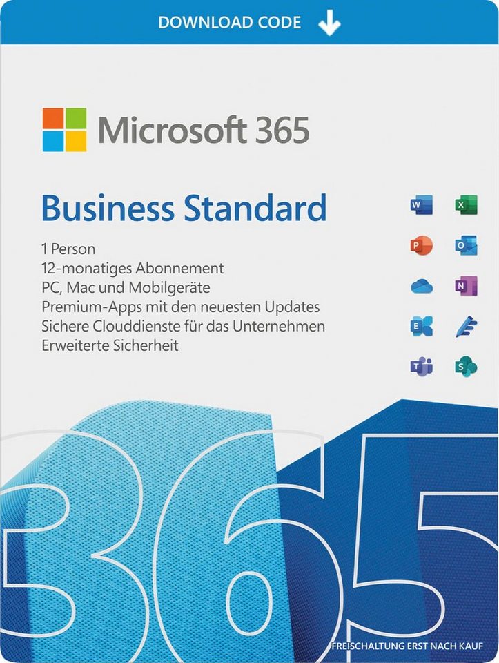 Microsoft original Microsoft 365 Business Standard für Unternehmen (Officeprogramm, Lizenzschlüssel)