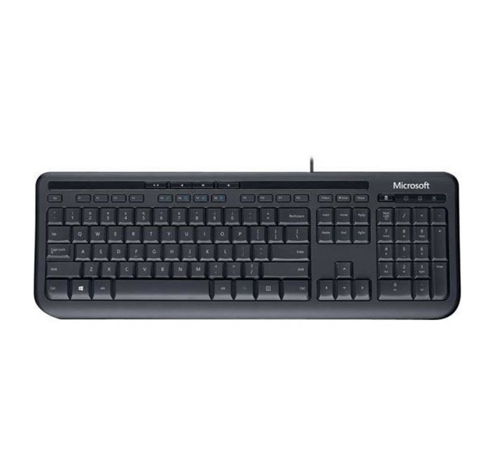 Microsoft 3J2-00013 Wired Desktop 600 Tastatur- und Maus-Set, USB, kabelgebunden, Desktop-Set, für Business, für Rechtshänder und Linkshänder, Schwarz