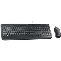 Microsoft 3J2-00013 Wired Desktop 600 Tastatur- und Maus-Set, USB, kabelgebunden, Desktop-Set, für Business, für Rechtshänder und Linkshänder, Schwarz