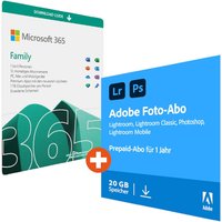 Microsoft 365 Family (15 Monate)  & Adobe Foto-Abo | 20 GB | Download & Key