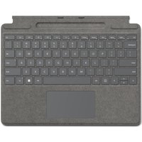 Microsoft Surface Pro Signature Keyboard – Tastatur – mit Touchpad, Beschleunigungsmesser, Surface Slim Pen 2 Ablage- und Ladeschale – Spanisch – Platin – kommerziell – für Surface Pro 8