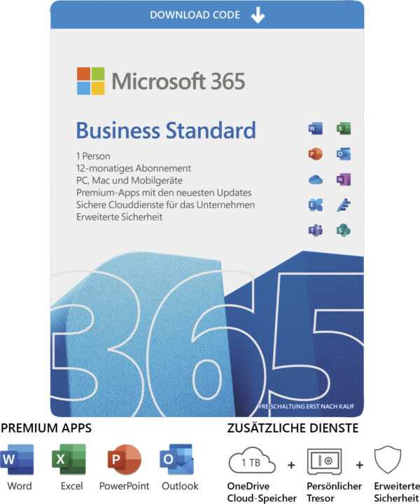 Microsoft Officeprogramm »original Microsoft 365 Business Standard für Unternehmen«, Premium-Office-Apps, 1 TB OneDrive Cloudspeicher, Product Key in Box – Bild 2