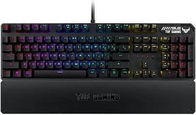 ASUS TUF Gaming K3 – Full-size (100%) – USB – Halbmechanischer Schlüsselschalter – QWERTY – RGB-LED – Grau (90MP01Q0-BKSA00)