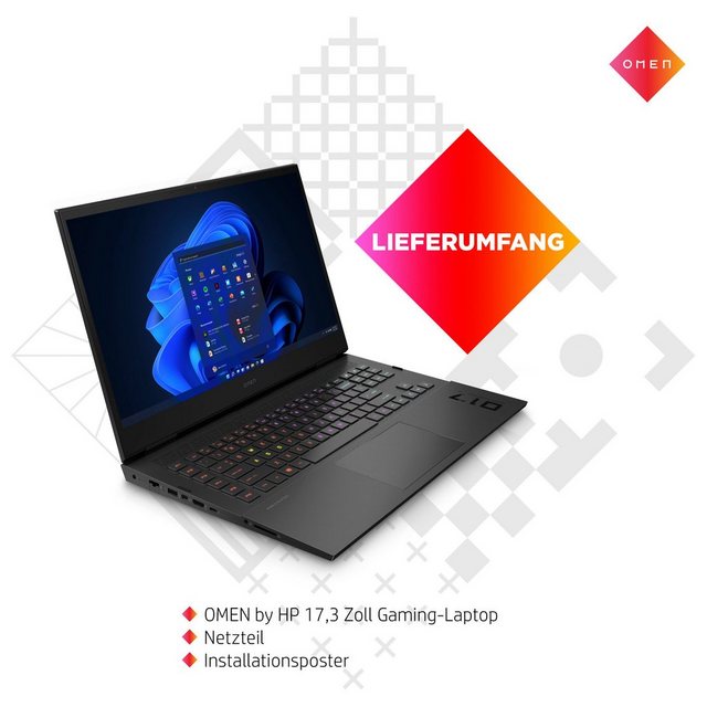 HP Omen 17-cm2076ng Gaming-Notebook (43,9 cm/17,3 Zoll, Intel Core i7 13700HX, GeForce RTX 4070, 1000 GB SSD)