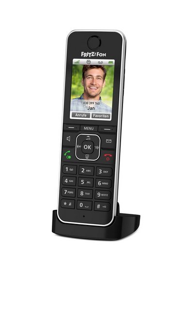 AVM FRITZ!Fon C6 schwarz Schnurloses DECT-Telefon (Mobilteile: 1, DECT-Basisstation, Anrufbeantworter, HD-Telefonie)