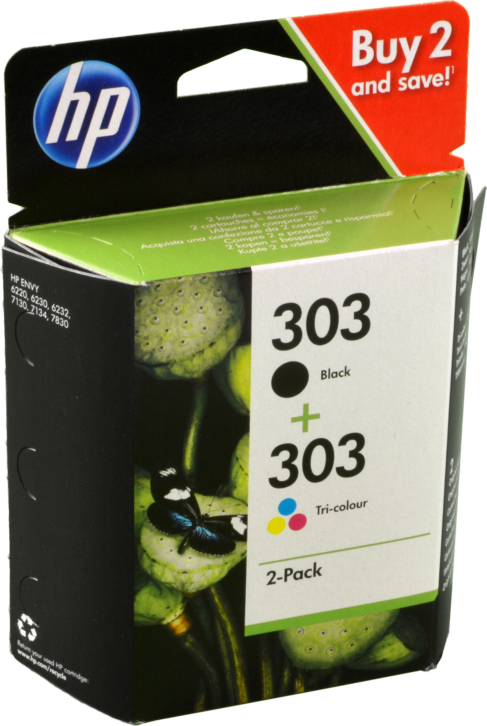 2 HP Tinten 3YM92AE  303  schwarz+color