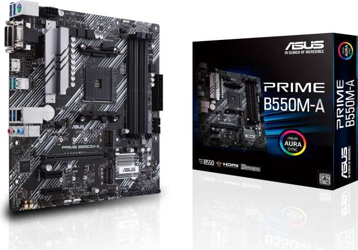 ASUS PRIME B550M-A – Motherboard – micro ATX – Socket AM4 – AMD B550 – USB 3.2 Gen 1, USB 3.2 Gen 2 – Gigabit LAN – Onboard-Grafik (CPU erforderlich) – HD Audio (8-Kanal)