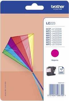 Brother LC-223M Magenta Tintenpatrone Tintenpatrone LC-223M (Magenta) für 550 Seiten DIN A4 gemäß ISO/IEC 24711 Hinweis: Dieser Artikel kann nur an eine deutsche Lieferadresse ausgeliefert werden.