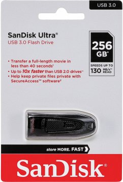 SanDisk Ultra USB 3.0 / 3.1 Gen. 1 Flash-LaufwerkDas SanDisk Ultra USB 3.0 / 3.1 Gen. 1 Flash-Laufwerk vereint schnellere Datengeschwindigkeiten und eine großzügige Kapazität in einem kompakten und schicken Gehäuse. 1 Flash-Laufwerk Dateien bis zu viermal schneller als USB 2.0 Laufwerke verschieben. Dank einer hohen Speicherkapazität bietet das Laufwerk auch für größere Mediendateien und Dokumente genügend Platz.Produktmerkmale:Schnelle Übertragungsgeschwindigkeiten von bis zu 100MB/sÜbertragen Sie Dateien bis zu zehnmal schneller als mit Standard-USB 2.0-LaufwerkenSchutz vertraulicher Dateien mit SanDisk SecureAccess SoftwareUSB- 3.0 / 3.1 Gen. 1-fähig und USB-2.0-kompatibelHinweis: Dieser Artikel kann nur an eine deutsche Lieferadresse ausgeliefert werden.