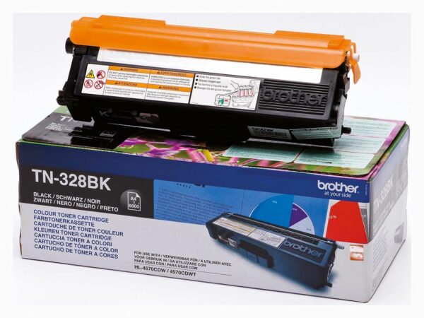 Der originale Brother Toner TN-328BK sorgt für optimale Druckergebnisse beim Drucken und Faxen. Die ausgedruckten Seiten überzeugen durch ein scharfes