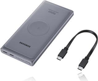 Samsung Wireless Battery Pack EB-U3300 – Induktives Ladepad / Powerbank – 10000 mAh – 25 Watt – 3 A – Fast Charge / QC 2.0 – 2 Ausgabeanschlussstellen (USB-C) – auf Kabel: USB-C – Dunkelgrau