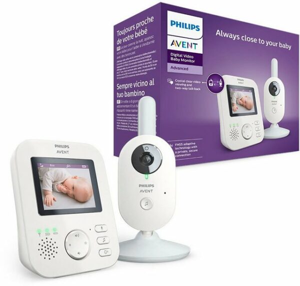 Eine sichere Verbindung zum Baby schafft das Philips Avent digitale Video Babyphone SCD833/26. Die Verbindung ist durch die anpassbare FHSS-Technologie und die Mobilteilkopplung gesichert. Das Baby kann sowohl tagsüber