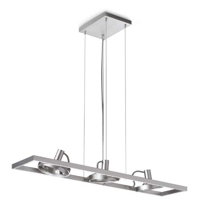 Philips Moderne Pendelleuchten Schnell Länge 76 Cm Metallisch 3-flammig Rechteckig, Metallisch, Aluminium, 530694816