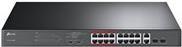 TP-Link TL-SL1218MP – Switch – nicht verwaltet – 16 x 10/100 (PoE+) + 2 x 10/100/1000 + 2 x Kombi-Gigabit-SFP – an Rack montierbar (192 W)