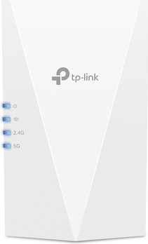 TP-Link AX3000 Wi-Fi 6 Range ExtenderSPEED: 574 Mbps at 2.4 GHz + 2402 Mbps at 5 GHzSPEC: 2 ? Internal Antennas, 1 ? Gigabit Port, Qualcomm 1.0GHz Dual-Core CPU, 1024 QAM, HE160 for 5GHz, Wall PluggedFEATURE: Tether App, WPS, Intelligent Signal Light, Access C (RE3000X(DE))