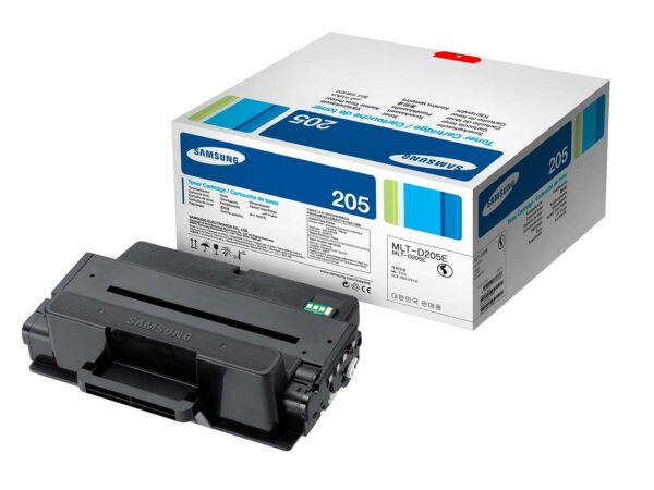 Der Samsung Toner MLT-D205E ist sehr ergiebig und überzeugt mit hochwertiger Markenqualität. Er bietet sich als Zubehör für eine Vielzahl von Samsung Druckern an. Bei 5 % Schwärzung lassen sich mit dem Toner rund 10.000 Ausdrucke erzielen. Farbe schwarz.