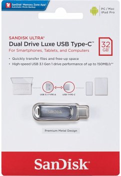 2-in-1-USB-Stick - SanDisk Ultra Dual Drive LuxeUSB-Stick mit OTG- (On-The-Go) Funktion für eine mühelose Übertragung zwischen Smartphone