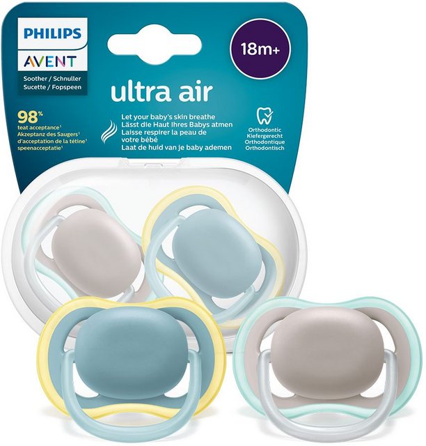 Philips AVENT Schnuller SCF349/01, ultra air 18m+ Neutral, extra bissfester Sauger für ältere Babys