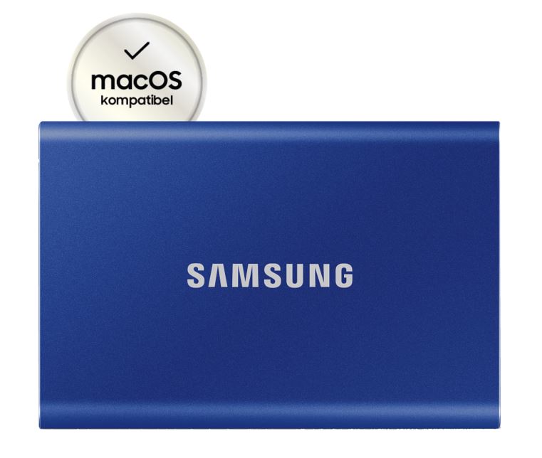 Samsung Portable SSD T7 MU-PC2T0H – SSD – verschlüsselt – 2 TB – extern (tragbar) – USB 3.2 Gen 2 (USB-C Steckverbinder) – 256-Bit-AES – Indigo-Blau