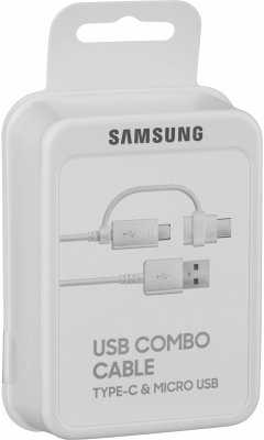 Samsung Datenkabel Micro-USB zu USB-A inkl USB-C Adapter Weiß