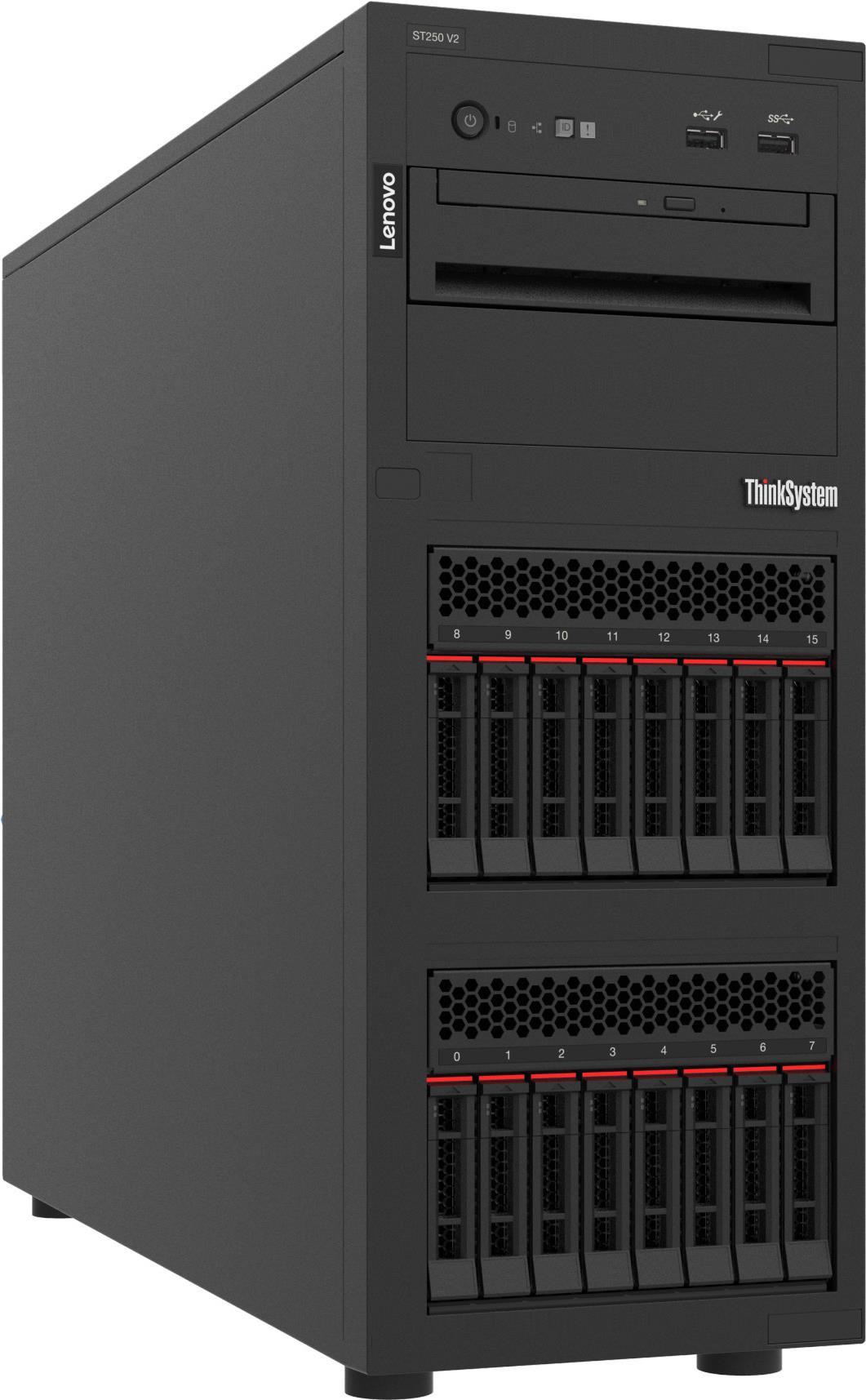 Lenovo ThinkSystem ST250 V2 Server Tower Intel Xeon E 3,2 GHz 16 GB DDR4-SDRAM 550 W (7D8FA01TEA)