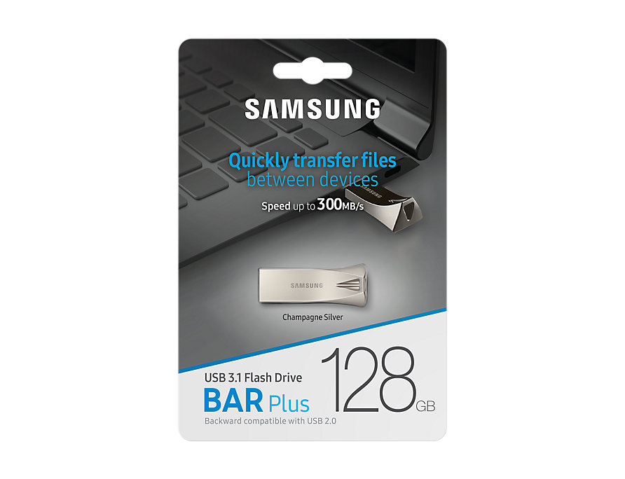 Samsung BAR Plus MUF-128BE3 – USB-Flash-Laufwerk – 128GB – USB 3,1 Gen 1 – Champagne Silver (MUF-128BE3/EU)