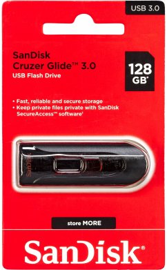 Cruzer Glide 3.0 USB Flash Drive von SanDiskEigenschaften:Kapazität: 128 GBSchnittstelle: USB-A 3.0Kompatibilität: USB 3.0 (rückwärts kompatibel mit USB 2.0)Abmessungen (L x B x H): 59