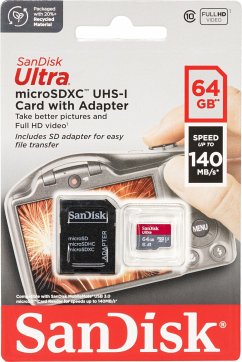 SanDisk Ultra microSD-KarteEigenschaften:Super schnelle TransferratenÄußerst robustFür eine Vielzahl an Geräten geeignetHinweis: Dieser Artikel kann nur an eine deutsche Lieferadresse ausgeliefert werden.