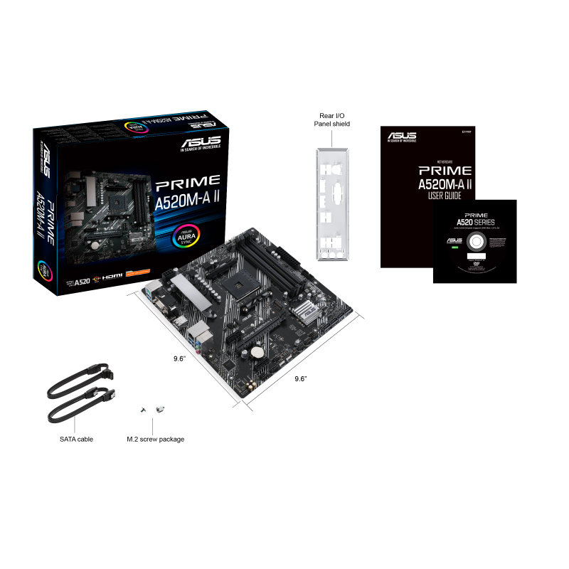 ASUS PRIME A520M-A II – Motherboard – micro ATX – Socket AM4 – AMD A520 – USB 3.2 Gen 1 – Gigabit LAN – Onboard-Grafik (CPU erforderlich) – HD Audio (8-Kanal)