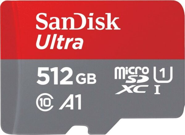 SanDisk microSDHC Ultra 512GB (UHS-1/Cl.10/100MB/s) + Adapter