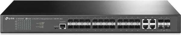 Kurzinfo: TP-Link JetStream TL-SG3428XF V1 - Switch - L2+ - managed - 20 x Gigabit SFP + 4 x Combo Gigabit SFP/RJ-45 + 4 x 10 Gigabit SFP+ (Uplink) - an Rack montierbar Gruppe Hubs & Switches Hersteller TP-Link Hersteller Art. Nr. TL-SG3428XF V1 EAN/UPC 4897098688212 Produktbeschreibung: TP-Link JetStream TL-SG3428XF V1 - Switch - 28 Anschlüsse - managed - an Rack montierbar Gerätetyp Switch - 28 Anschlüsse - L2+ - managed Gehäusetyp An Rack montierbar Untertyp Gigabit Ethernet Ports 20 x Gigabit SFP + 4 x Combo Gigabit SFP/RJ-45 + 4 x 10 Gigabit SFP+ (Uplink) Leistung Switching-Kapazität: 128 Gbps Paket Weiterleitungsrate: 95