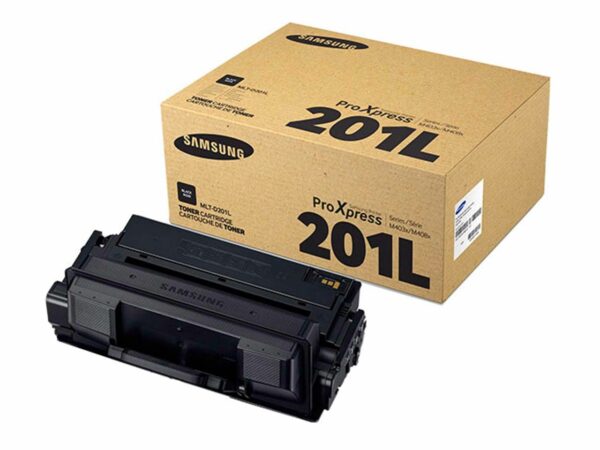 Mit dem originalen Samsung Toner MLT-D201L lassen sich Texte und Grafiken in gestochen scharfer Qualität ausdrucken. Er passt für die Modelle ProXpress M4030 und 4080. Bei 5 % Schwärzung schafft der Toner rund 20.000 Ausdrucke. Farbe schwarz.