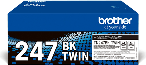 Kurzinfo: Brother TN247BK TWIN - 2er-Pack - Hohe Ergiebigkeit - Schwarz - original - Tonerpatrone - für Brother DCP-L3510