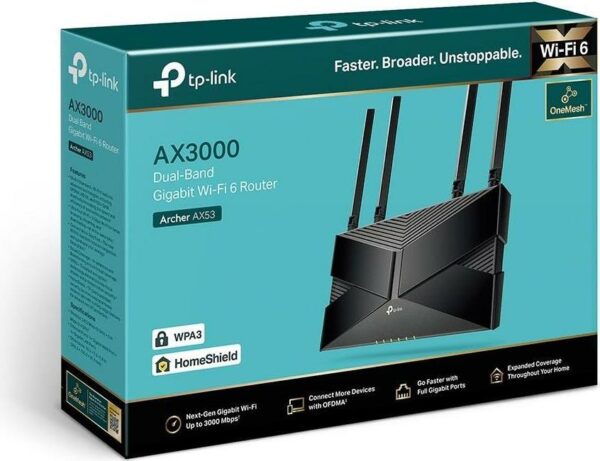 Kurzinfo: TP-Link Archer AX53 V1 - Wireless Router - 4-Port-Switch - GigE - 802.11a/b/g/n/ac/ax - Dual-Band Gruppe Bridges & Router Hersteller TP-Link Hersteller Art. Nr. ARCHER AX53 V1 Modell Archer AX53 V1 EAN/UPC 4897098683088 Produktbeschreibung: TP-Link Archer AX53 V1 - Wireless Router - 802.11a/b/g/n/ac/ax - Desktop Gerätetyp Wireless Router - 4-Port-Switch (integriert) Gehäusetyp Desktop WAN-Ports Anz. 1 Data Link Protocol Ethernet