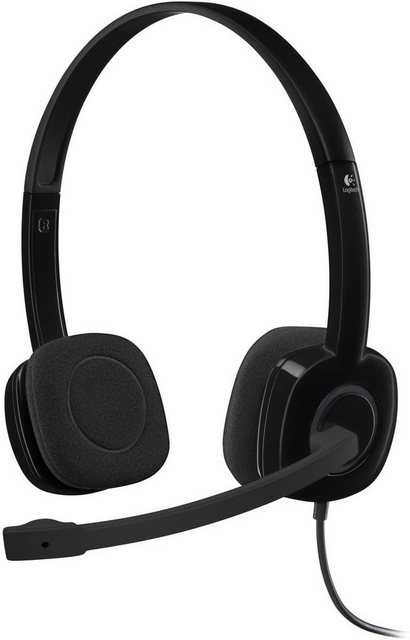 Logitech H151 Kopfhörer mit Mikrofon, Stereo-Headset, Verstellbares Mikrofon Headset