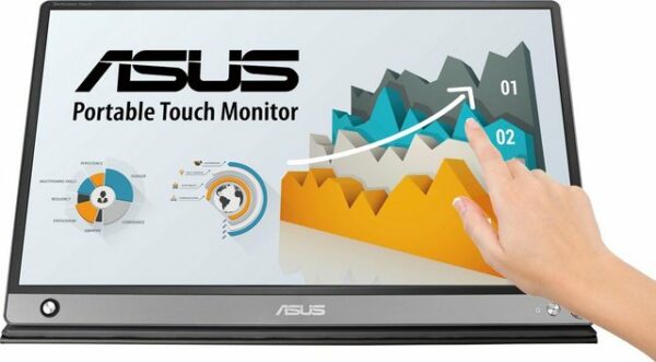 Der schlanke und leichte ASUS ZenScreen™ Touch MB16AMT ist ein tragbarer Monitor mit integriertem 7800mAh-Akku