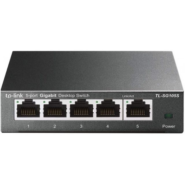 TP-Link TL-SG105S SwitchDer 5-Port-Gigabit-Desktop-Switch TL-SG105 von TP-LINK bietet eine einfache Möglichkeit