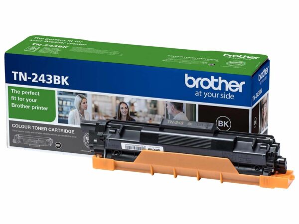 Der originale Brother Toner TN-243BK erzielt bei allen Druckaufgaben erstklassige Ergebnisse. Er ist passend für verschiedene Modelle und druckt bei 5 % Schwärzung bis zu 1.000 Seiten. Farbe schwarz.