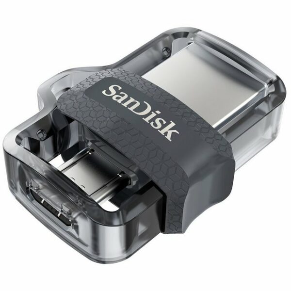 Sandisk Ultra Dual USB Drive m3.0 (128GB) USB 3.0 SpeicherstickDas SanDisk Ultra® Dual USB-Laufwerk m3.0 mit einem Micro USB-Anschluss auf der einen und einem USB 3.0 Anschluss auf der anderen Seite