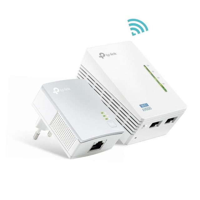 TP-Link TL-WPA4220KIT Netzwerk-Adapter, AV600, 300 Mbit/s WLAN-Geschwindigkeit, WLAN / LAN, WiFi, Wi-Fi Clone, WLAN Repeater, WLAN Powerline Extender, Powerline Adapter, weiß