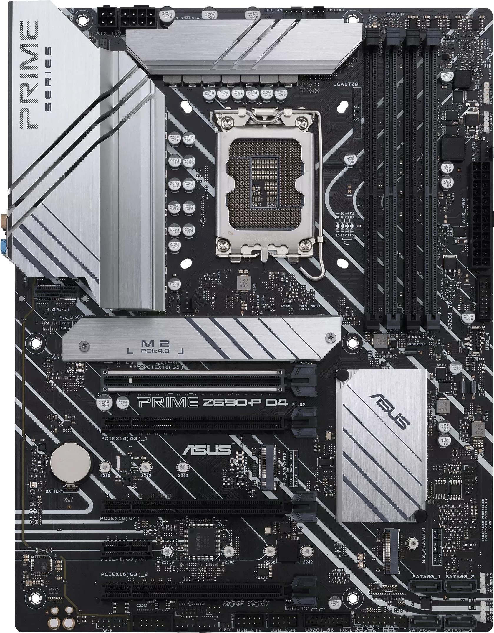 ASUS PRIME Z690-P D4-CSM – Motherboard – ATX – LGA1700-Sockel – Z690 Chipsatz – USB-C Gen1, USB 3.2 Gen 1, USB 3.2 Gen 2, USB-C Gen 2×2 – 2.5 Gigabit LAN – Onboard-Grafik (CPU erforderlich) – HD Audio (8-Kanal)